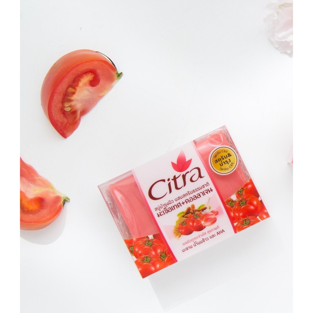 🔥ล้างสต๊อก🔥(ผลิต02/08/2018) Citra Tomato+Collagen Soap ซิตร้า สบู่ มะเขือเทศ+คอลลาเจน ไวท์เทนนิ่ง สค