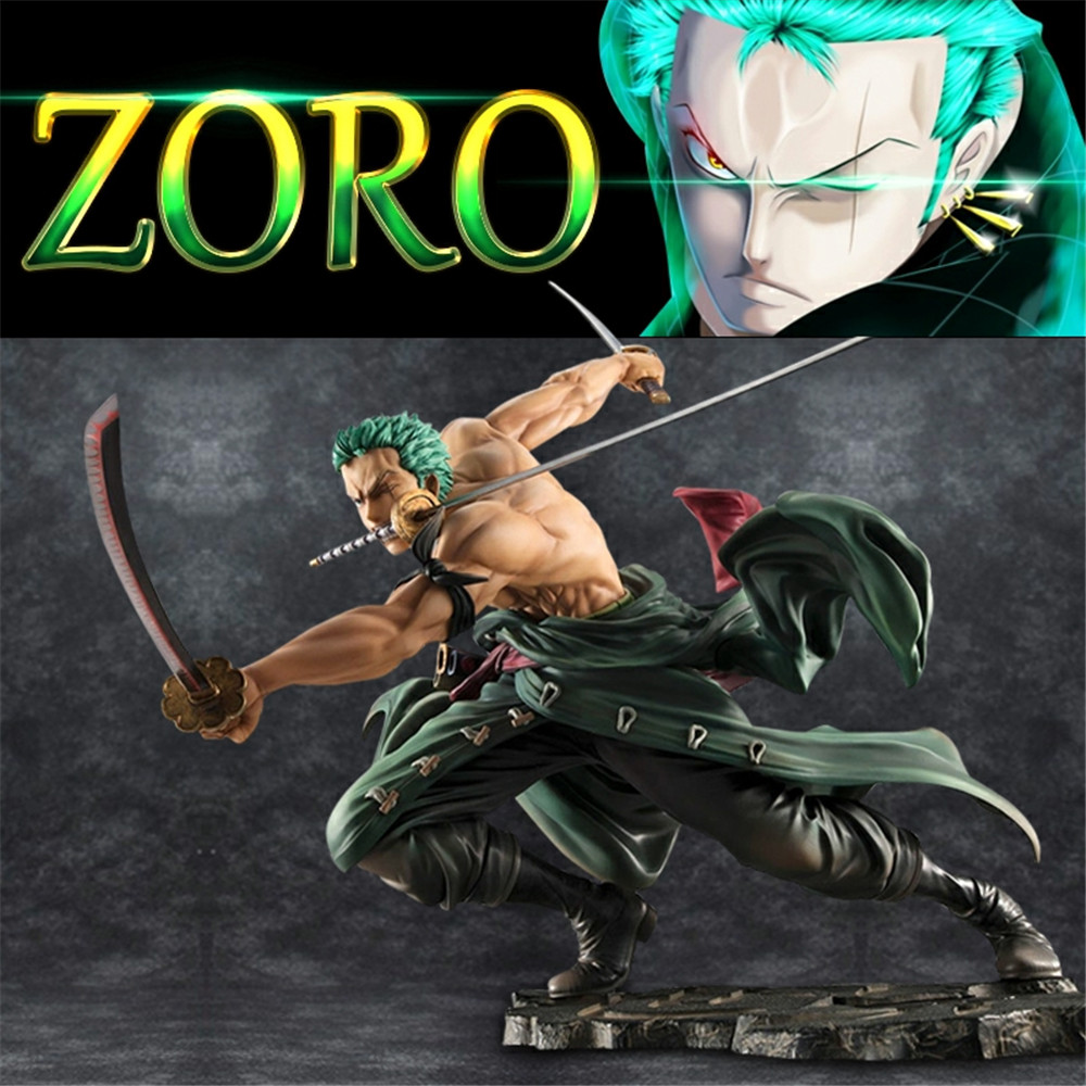 18cm New Anime One Piece Figures Roronoa Zoro Figure Three Knife Fighting Skill Zoro Action