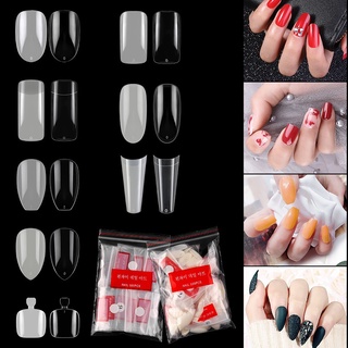 500 Pcs/bag  Transparent White False Nails Long French Hand and Toe False Nails Nail Art Decoration Clear Nail Tips #shopee17