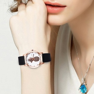 นาฬิกาข้อมือผู้หญิงผู้ชาย Analog Quartz สายหนัง Faux