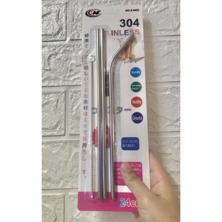 หลอดดูดน้ำสแตนเลส หลอดดูดหลอดดูดน้ำแสตนเลส ใส่แก้วเยติ พร้อมที่ล้าง หลอดงอ ถูกที่สุด พร้อมส่ง