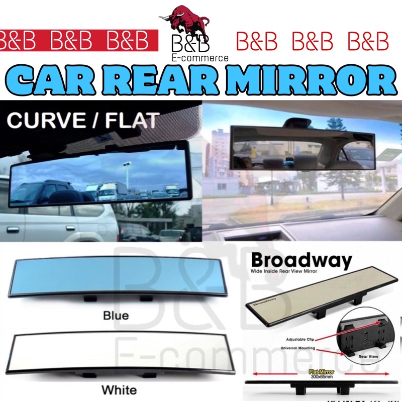 300 มม. NAPOLEX BW-147 BW-746 Broadway รถด้านหลัง BLUE FLAT/CONVEX กระจกสีฟ้า