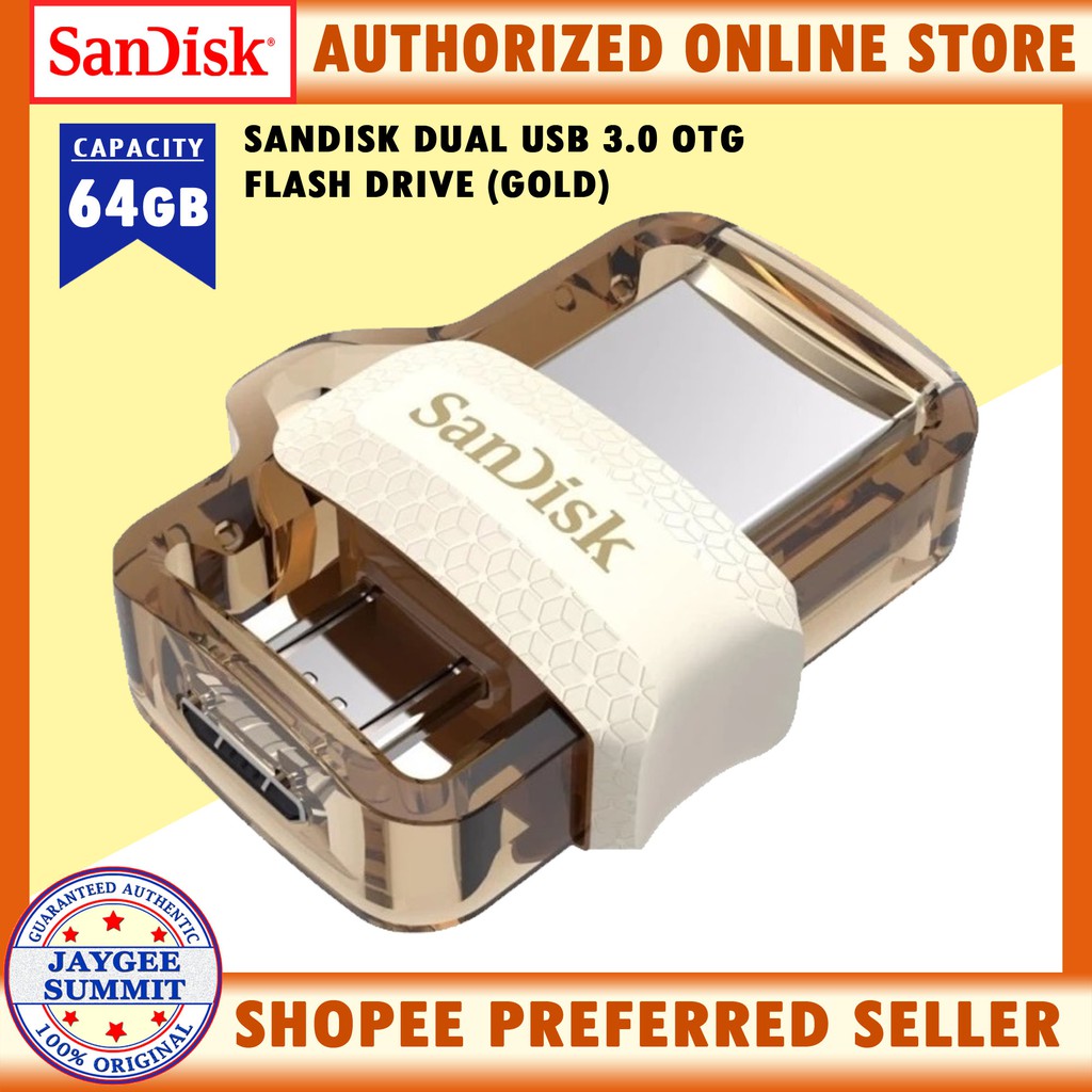 Sandisk 64GB M3.0 OTG Dual Flashdrive USB3.0 (Gold)