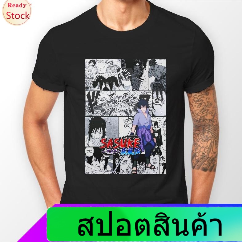 เสื้อยืดกีฬา เสื้อยืดพิมพ์ลาย Sasuke Uchiha Manga Strip Naruto Manga Manga สําหรับผู้ชาย Popular T-s