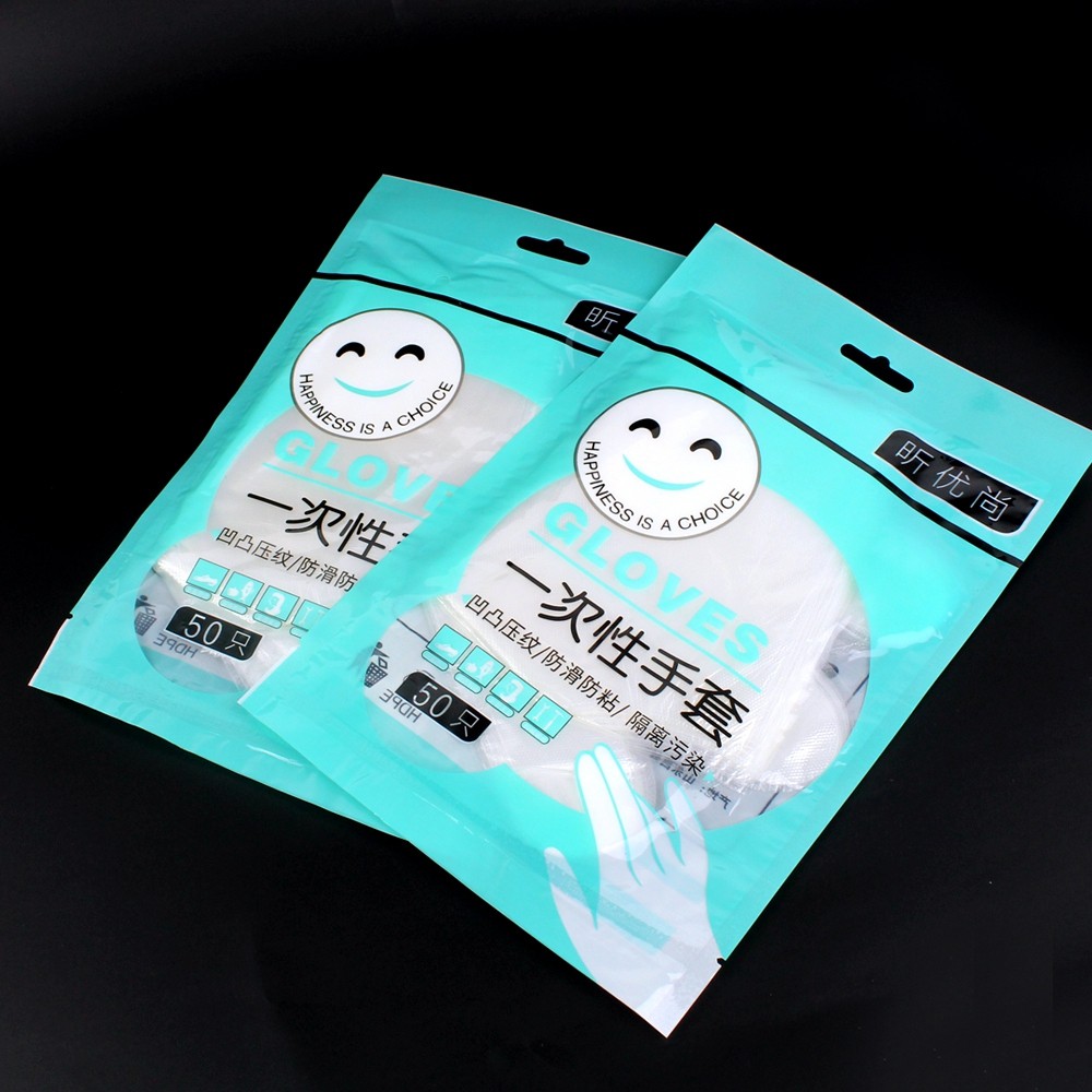 ถุงมือพลาสติก แบบใช้แล้วทิ้ง (50ชิ้น/1ห่อ) รุ่น 50-pieces-plastic-gloves-happy-00h-Boss - รูปที่ 2