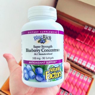 Natural Factors BlueRich Super Strength Blueberry Concentrate 500 mg 90 Softgels ช่วยลดเลือนริ้วรอย