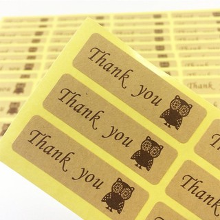 12 ดวง สติ๊กเกอร์ ขอบคุณ Thank you Owl Sticker Craft seal Label ป้าย สติกเกอร์ ฉลากสินค้า กระดาษคราฟท์ วินเทจ สไตล์