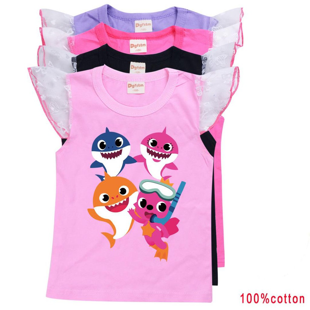 Baby & Toys Kids Fashion Girl Fashion Baby Shark เสื้อยืดแขนสั้นหลากหลายสี