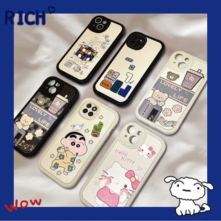 เคสโทรศัพท์มือถือ ลายการ์ตูนชินจัง ชานมไข่มุก สําหรับ OPPO A16 A76 A36 A53 A15 A15s Reno 7z Reno 6z 5z A3s A12e A31 2020 A5 2020 A9 2020 F11 A57 5G Reno 8 R15