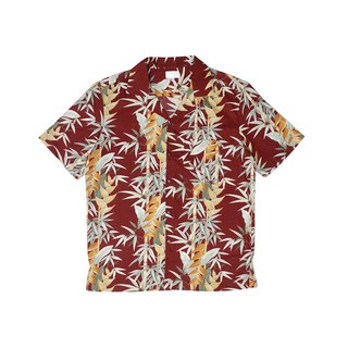 Mr.809 เสื้อเชิ้ตทรงฮาวายผู้ชาย ลาย Hawaii Bamboo Shirt สีแดง