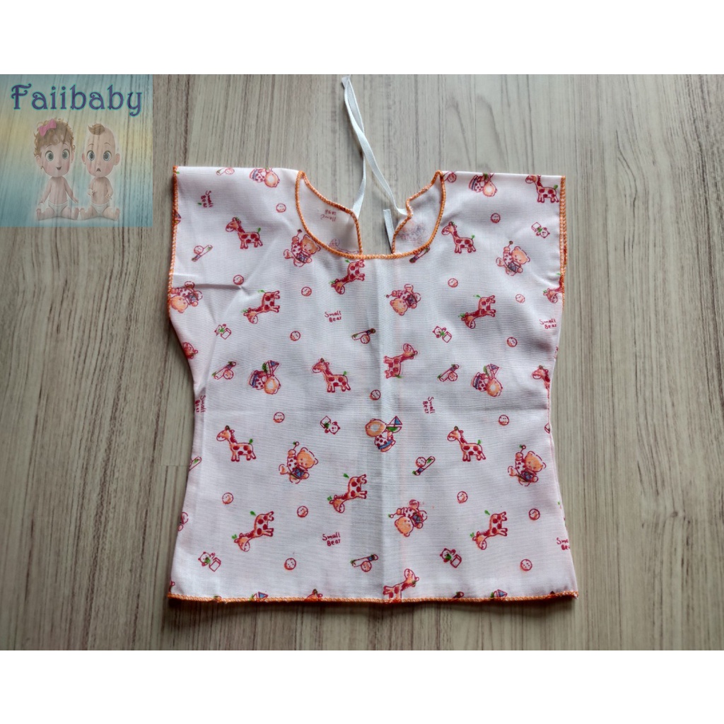 ราคาถูก 6-12 ตัว เสื้อเด็กอ่อนผูกหลัง ชุดเด็กแรกเกิด พิมลายทั้งตัว 0-3 เดือน ผ้าป่าน ใส่สบาย คละ4สี คละลายน่ารัก - รูปที่ 3