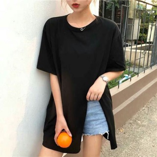 เสื้อยืดสีพื้นผ่าชาย ทรงoversize