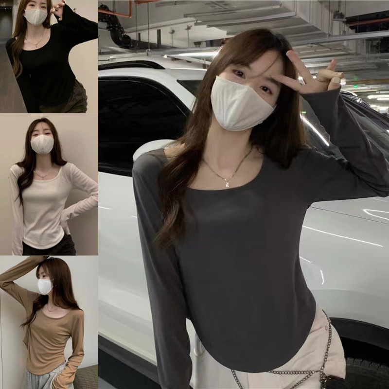 Luna shop เสื้อผ้าเกาหลี เสื้อคอกลมแขนยาวสีทึบสไตล์เกาหลี พร้อมส่งจากกทม มาถึงใน 3-5 วัน
