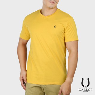 GALLOP : เสื้อยืดคอวี BASIC -T-SHIRT (V-necked) GNP9001 สีเหลืองมัสตาร์ด