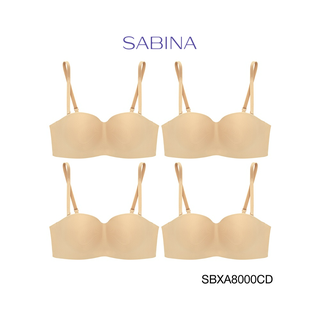 Sabina ซาบีน่า เสื้อชั้นใน (Set 4 ชิ้น) (มีโครง) BODY BRA THE SERIES (เกาะอก) รุ่น Doomm Doomm รหัส SBXA8000CD สีเนื้อเข้ม