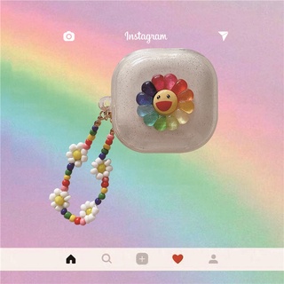 เคสหูฟัง TPU แบบใส กันกระแทก ลายหน้ายิ้ม ดอกทานตะวัน หลากสี สําหรับ Samsung Galaxy Buds2 Pro Live Samsung Galaxy Buds2