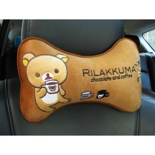 ลิขสิทธิ์แท้ ริลัคคุมะ หมอนรองคอ ทรงกระดูก ในรถยนต์ 1 ชิ้น Rilakkuma 1 pc Car Neck Rest Cushion Head Pillow