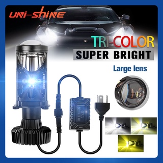 UNI-SHINE หลอดไฟหน้ารถยนต์ LED Y6S H4Hi Lo Beam Bulb Super Bright 3000k 4300k 6000k 12V 24V สามสี 2 ชิ้น