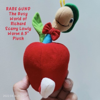 ตุ๊กตา หนอนแอปเปิ้ล งานแรร์ RARE GUND The Busy World of Richard Scarry Lowly Worm ขนาด6.5นิ้ว Plush ลิขสิทธิ์แท้