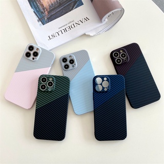 เคสโทรศัพท์มือถือแบบแข็ง คาร์บอนไฟเบอร์ บางมาก กันกระแทก ลายเส้น สําหรับ iPhone 13 13 Pro Max 13 Pro 12 Pro Max 12 12 Pro 11 11ProMax 11Pro