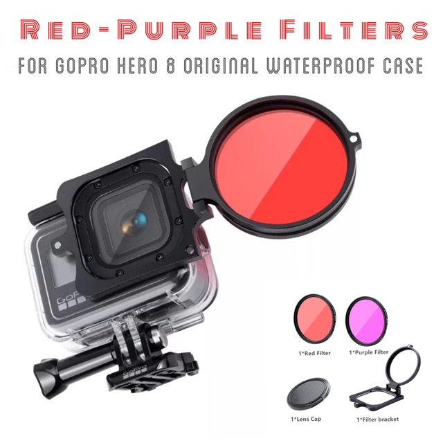 พร้อมมากๆ...[] -Gopro 8 Filter for Original Waterproof Housing GoPro Hero 8 ชุดฟิลเตอร์สำหรับเคสกันน้ำแท้ Gopro 8 Purple Red Filters ..เคสกันน้ำคุณภาพดี..!!