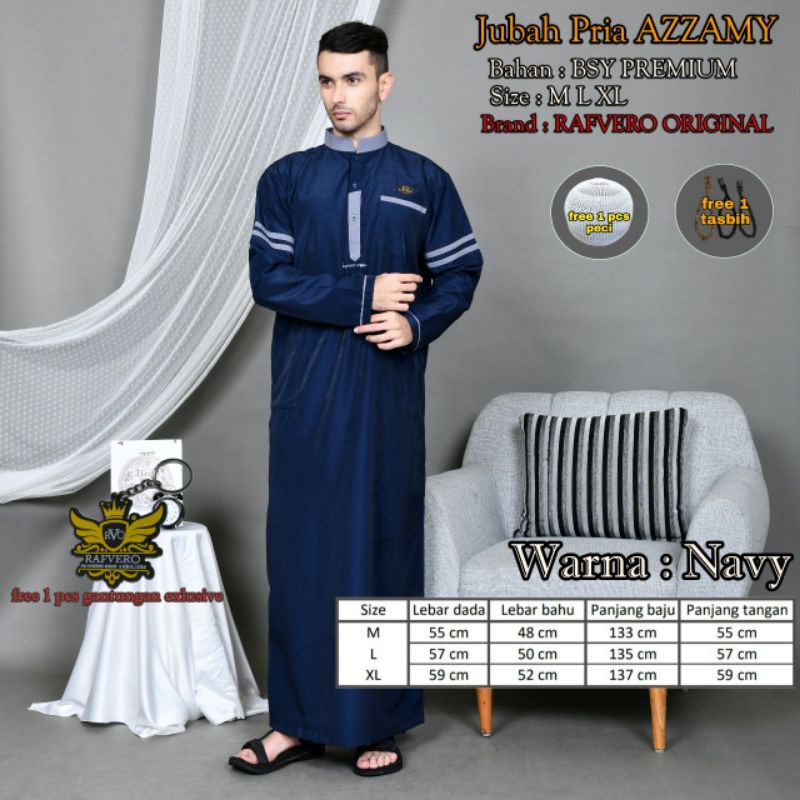 เสื้อคลุมชาวมุสลิม พรีเมี่ยม ของแท้ วัสดุ Rafvero Bsy Premium Sz M - XL Free Peci + Tasbih สําหรับผู้ชาย