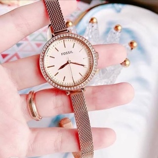 (ผ่อน0%) นาฬิกา Fossil Ladies Classic Minute Three-hand Rose Gold Stainless Steel Bq3456 ✔️หน้าปัด 32 มม. สีโรสโกลด์