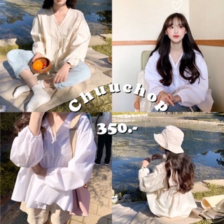 เสื้อ​ style เกาหลีของใหม่​ 2สี​ขาว​ ครีมจากร้าน​Chuuchop