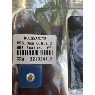 เพชรโมอีส  โมซาไนท์  Moissanite Brilliant with certificate 6.00mm 1 PIECES เพชร โมซาไนท์ 1 เม็ด 0,80 กะรัต
