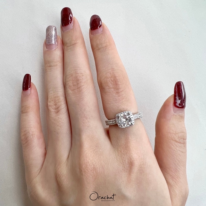 Ray ring. (แหวนงานชุบทองคำขาว เพชร CZ) - orachat_accessories - ThaiPick