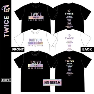 เสื้อยืดคอกลม🍭 เสื้อ TWICE 트와이스 สกรีนหน้า-หลัง 💿Hologram🏅Gold ชมพู-ขาว-ดำS-4XL