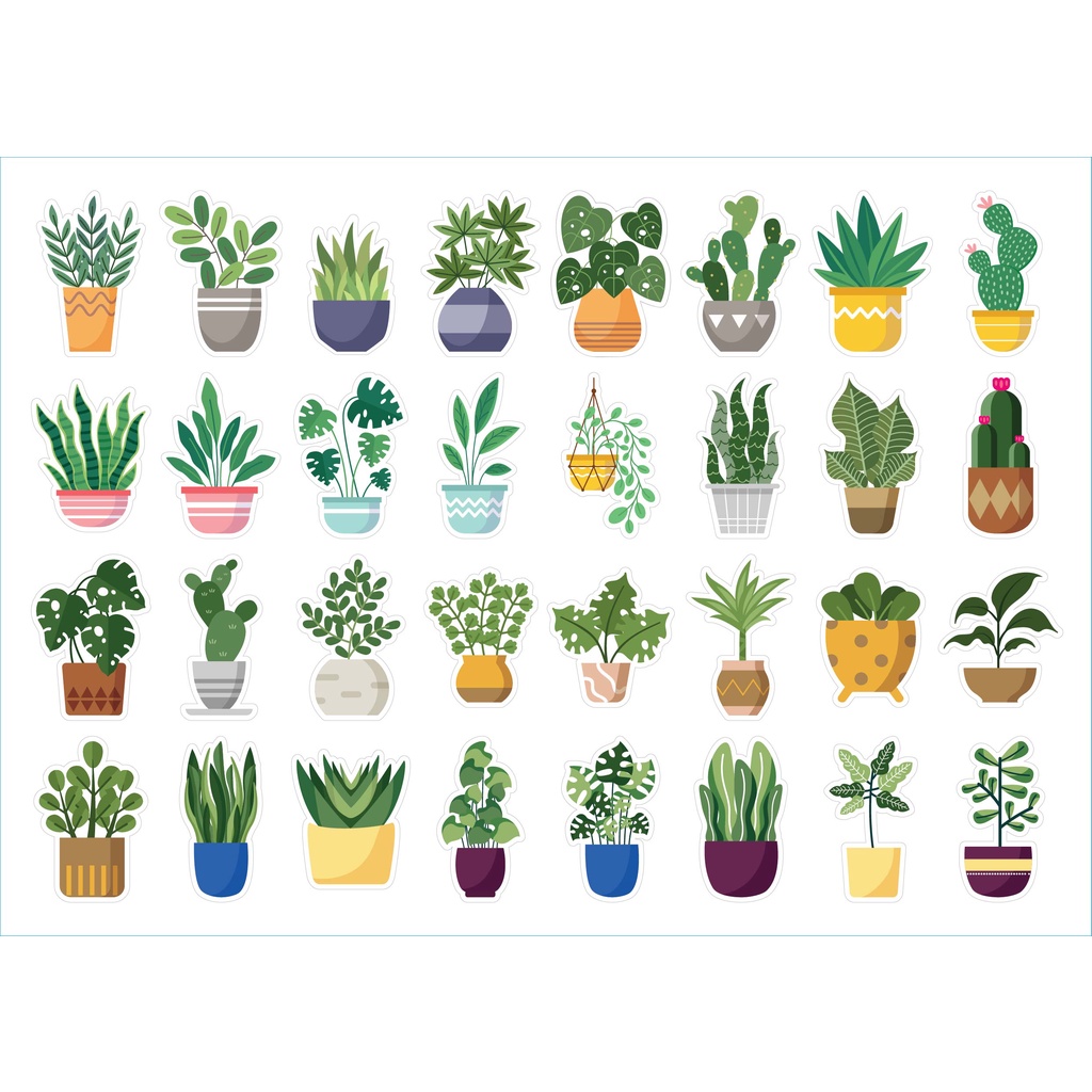 (017)สติ๊กเกอร์​ pvc ต้นไม้ แคตตัส​ Cactus​ กระถางต้นไม้​ ติดสมุด​กระเป๋าเดินทาง น่ารัก​ ฉีกไม่ขาด