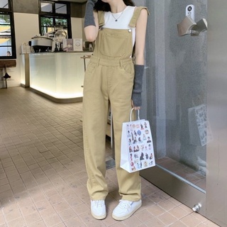 Many Jeans Overalls เอี๊ยมกางเกงยีนส์ขายาวเอวสูงพร้อมส่ง