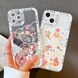 เคสโทรศัพท์มือถือแบบใส TPU หมีน่ารัก Compatible for iPhone 11 14 Pro Max X Xr Xs Max 7 8 Plus Se 2020 12 13 Pro Max