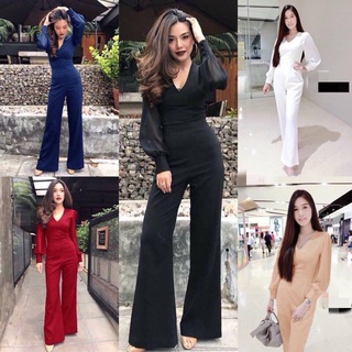 hbstation.shop เสื้อผ้าผู้หญิง Jumpsuit สีกรม แดง ดำ ขาว ครีม พร้อมส่ง