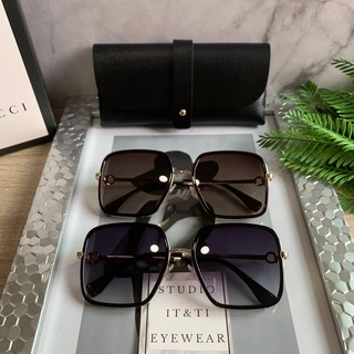 Eyewear_by.tm แว่นกันแดดทรง Oversize ทรงนี้สวยมาก รุ่น Salvatore Ferragam  สีดำม่วง , ดำน้ำตาล