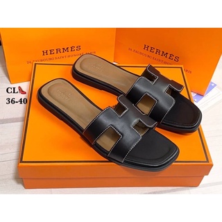 รองเท้าแตะ ลายเรียบ Hermes หนังวัวแท้ เกรดออริจินอลพร้อมส่ง🔥