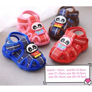 Baby Nong รองเท้าเด็ก เวลาเดินมีเสียง ผ้าฝ้าย  เบา นุ่ม สบาย มีสองสี(ชมพู สีฟ้า) 6size（15-16-17-18-19-20 ）0-1-2-3ปี