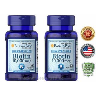 วิตามินบำรุงผม Biotin 10,000 mcg 100 เม็ด Puritans Pride สินค้านำเข้า ของแท้100%