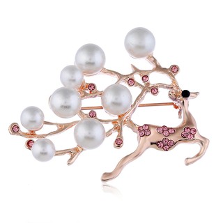 Japanese and Korean Upscale fashion beautiful rhinestone pearl deer brooch wild small deer multicolor rhinestone brooch fashion pop accessories