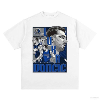 การพิมพ์ฝ้ายเสื้อยืดแขนสั้นลําลอง คอกลม พิมพ์ลาย Jason NBA Luka Doncic No.77 Fan สไตล์วินเทจ สําหรับผู้ชาย และผู้หญิงS-4