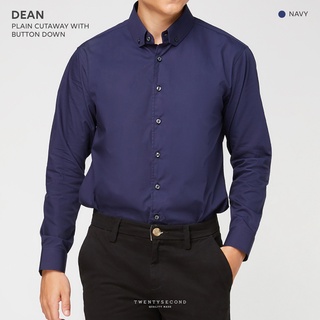 TWENTYSECOND เสื้อเชิ้ตแขนยาว ปกตัด ผ้าคอตต้อน รุ่น Dean Cut collar shirt - สีน้ำเงิน / Navy