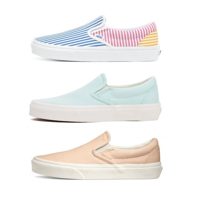 Vans รองเท้าผ้าใบ Slip-On Brushed Twill / Slip-On Deck Club Mix Stripes (3สี)