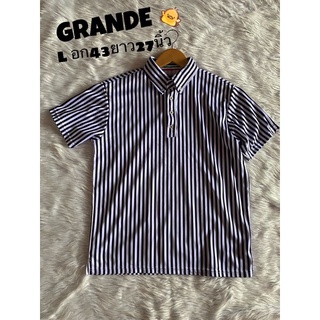 เสื้อคอโปโลสีขาวลายทางGRANDE