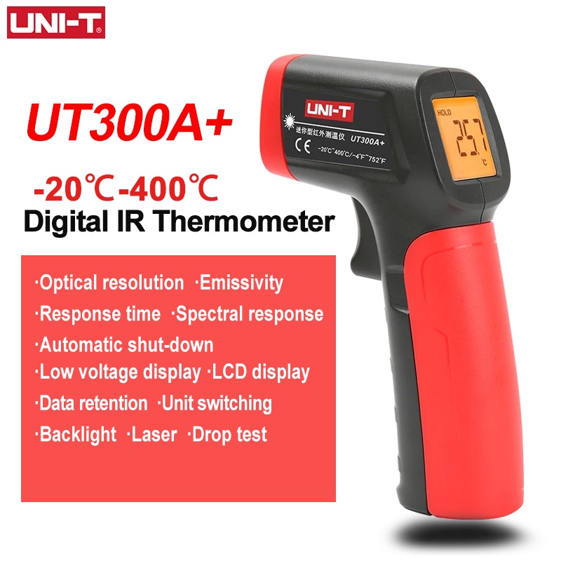 Uni-t UT300A+ เครื่องวัดอุณหภูมิ เลเซอร์อินฟราเรด แบบมือถือ เทอร์โมมิเตอร์ ดิจิทัล อุตสาหกรรม ไม่สัมผัส