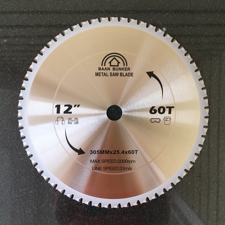 ใบเลื่อยวงเดือน ตัดเหล็ก ตัดสแตนเลส 12 นิ้ว 60ฟัน 305มม (max. speed 2000rpm) BaanBunker สต็อกไทย - รูปที่ 2