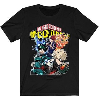 เสื้อยืด ผ้าฝ้าย พิมพ์ลายอนิเมะ My Hero Academia Deku Bakugou Shoto สําหรับผู้ชาย