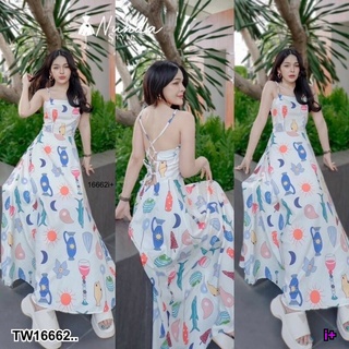 Maxi dress ผ้าไหมเกาหลี Detail น่ารักปนเซ็กซี่นิดๆ เปิดหลังหน่อยๆ ฟรีไซด์ เดรสเที่ยวทะเล 16662