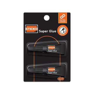 กาวซูเปอร์กลู 1 กรัม (แพ็ค2หลอด) ตราช้าง Sticko Super Glue 1 g. (2 pieces / pack) Elephant Sticko