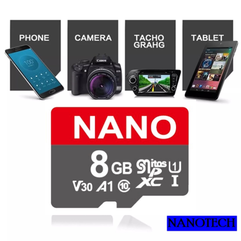 Nanotech Micro SD card Class10 U3 8GB,16GB,32GB,64GB,128GB⚡️⚡️ เมมโมรี่การ์ด กล้องวงจรปิดไร้สาย กล้อง Ip camera